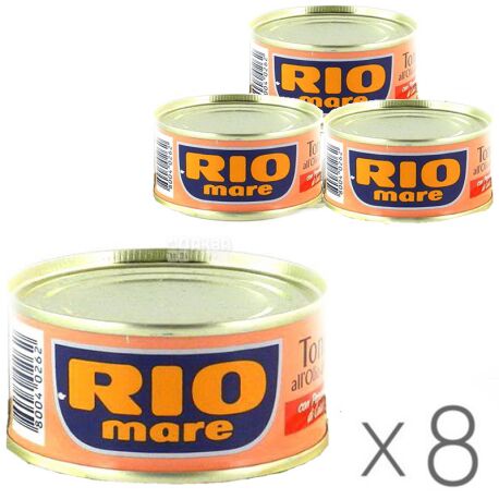 Rio Mare, Tonno di oliva, Упаковка 8 шт. х 80 г, Тунец в оливковом масле
