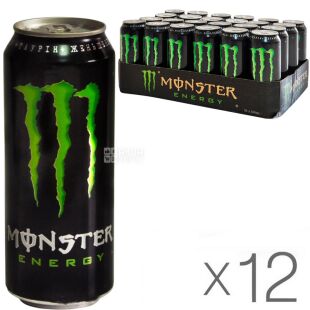 Monster Energy, Упаковка 12 шт. х 0,5 л, Напій енергійний безалкогольний, ж/б