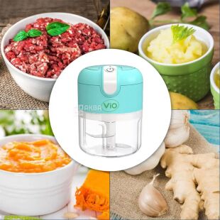 ViO K02, 250 мл, ВиО, Аккумуляторный USB измельчитель продуктов, бирюзовый, 30W