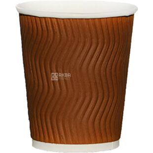 Промтус, Стакан бумажный гофрированный коричневый 180 мл, 25 шт, D73