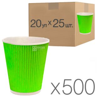 Стакан паперовий гофрований, Лайм, 180 мл, Упаковка 20 шт. х 25 шт., D71