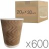Стакан бумажный, гофрированный, Упаковка 20 шт. х 30 шт, 350 мл, бурый, D90