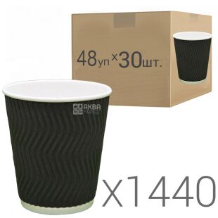 Стакан паперовий гофрований, чорний, 110 мл, Упаковка 48 шт. х 30 шт., D60