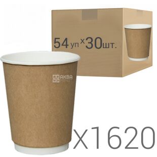 Стакан бумажный, двустенный, белый+крафт, 110 мл, Упаковка 54 шт. х 30 шт., D60