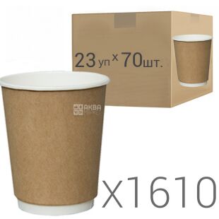 Стакан паперовий, двостінний, білий+крафт, 180 мл, Упаковка 23 шт. х 70 шт., D75