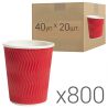 Стакан бумажный гофрированный, красный, 110 мл, Упаковка 40 шт. х 20 шт., D60