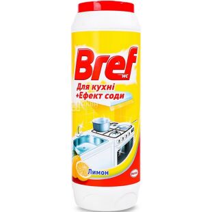 Bref, 500 г, Чистящий порошок, Для кухонных поверхностей, Эффект соды, Лимон