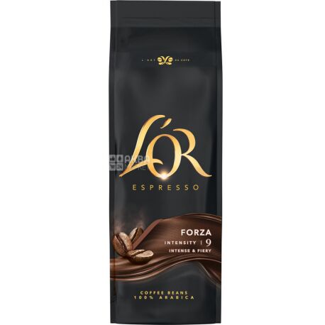 L'OR Espresso Forza, 500 г, Кава Лор Еспрессо Форза, темного обсмаження, в зернах