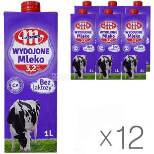 Mlekovita, 12 упаковок по 1 л, 3,2%, Молоко Млековита, безлактозное