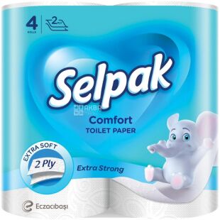 Selpak Comfort, 4 рул., Туалетний папір Селпак Комфорт, 2-х шаровий