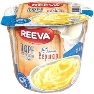 Reeva, 40 г, Рива, Пюре картофельное быстрого приготовления со вкусом сливок, стакан