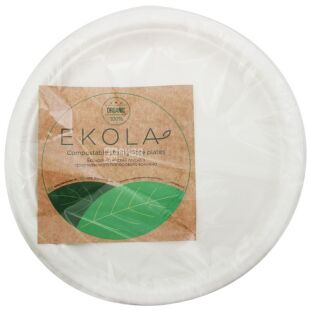 Экола GreenGood, Тарелка бумажная закусочная круглая, 6 шт., Ø 26 см, белая