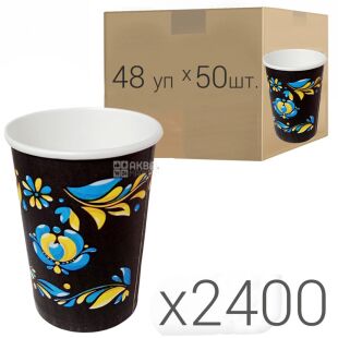 Стакан паперовий одношаровий кольоровий, 250 мл, Упаковка 48 шт. х 50 шт., D80