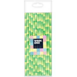 Weekend, Трубочки коктейльные Бамбук, 25 шт., 19 см, в ассортименте, бумажные