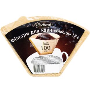 Weekend, 100 шт., Фільтр-пакети №2 для заварювання кави, паперові, Вікенд