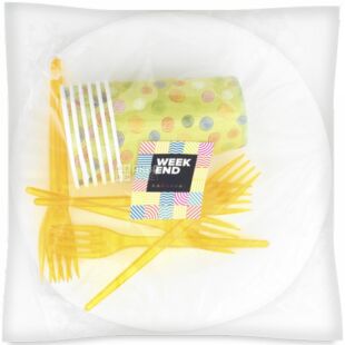 Weekend, 1 шт., Вікенд, Набір одноразового посуду №4, на 6 персон, кольоровий