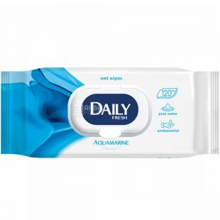Daily Fresh, 120 шт., Дейлі Фреш, Серветки вологі антибактеріальні, з клапаном