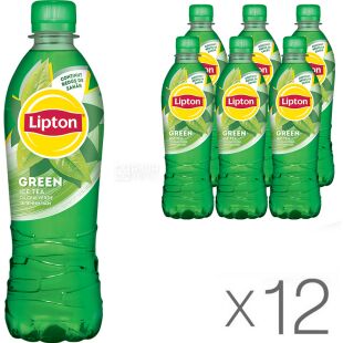 Lipton, Упаковка 12 шт. х 0,5 л, Чай холодний зелений Лимон Ліптон, ПЕТ