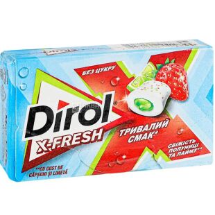 Dirol X-Fresh, 19,5 г, Дирол, Жевательная резинка, Клубника и Лайм, без сахара