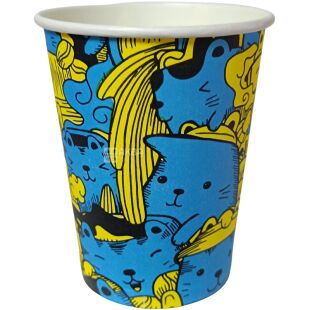 Стакан паперовий одношаровий, з патріотичним принтом, 250, 50 шт., D75, в асортименті