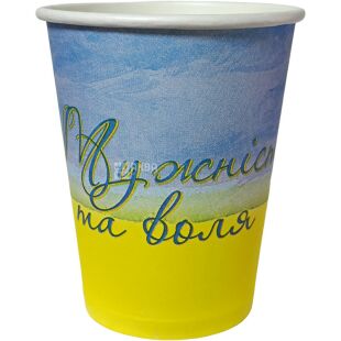 Стакан паперовий одношаровий, з патріотичним принтом, 250, 50 шт., D75, в асортименті