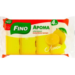 Fino Арома, 4 шт., Губки кухонные Фино, с ароматом Лимона
