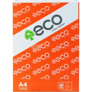 ECO, 500 листов, Эко, Бумага офисная белая, А4, класс С+, 80 г/м2