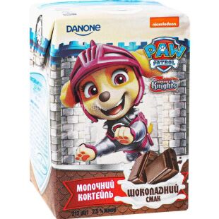 Danone Paw Patrol, 212 г, Данон Собачий патруль, Коктейль молочный с шоколадным вкусом, 2,5%, ассорти