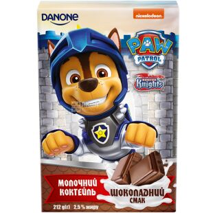 Danone Paw Patrol, 212 г, Данон Собачий патруль, Коктейль молочный с шоколадным вкусом, 2,5%, ассорти