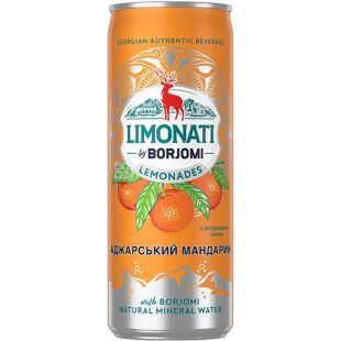 Borjomi Limonati, 0,33 л, Лимонад газований Аджарский Мандарин Боржомі, ж/б