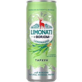 Borjomi Limonati, 0,33 л, Лимонад газований Тархун Боржомі, ж/б