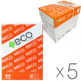 ECO, Упаковка 5шт. х 500 листов, Эко, Бумага офисная белая, А4, класс С+, 80 г/м2