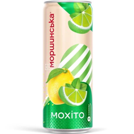 Моршинська Лимонада, 0.33 л, Напій соковмісний Мохіто, газований