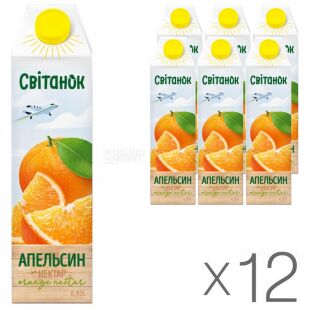 Свитанок, Упаковка 12 шт. х 0,95л, Нектар Апельсиновый