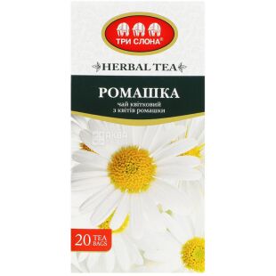 Три слона, 20 шт. х 1 г, Чай трав'яний Ромашка, у пакетиках