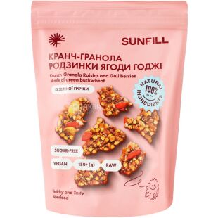 SunFill, 150 г, СанФилл, Кранч-гранола Изюм-ягоды годжи, без сахара