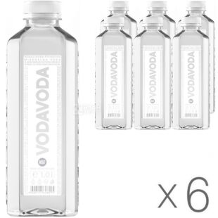 VODAVODA, Упаковка 6 шт. х 1 л, Вода природная минеральная, негазированная, ПЭТ