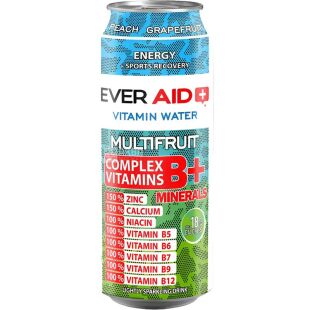 Ever Aid Vitamin Water Multifruit, 0,5 л, Напій газований вітамінізований Мультифрут Евер Ейд, ж/б