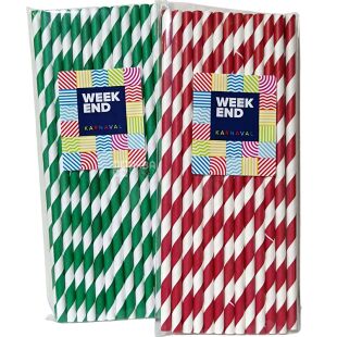 Weekend, Трубочки коктейльные Бамбук, 25 шт., 19 см, в ассортименте, бумажные