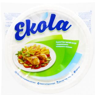 Екола GreenGood, Тарілка паперова закусочна кругла, 6 шт., Ø 26 см, біла