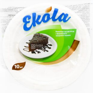 Экола, Тарелка бумажная закусочная круглая, 10 шт., Ø 17 см, белая