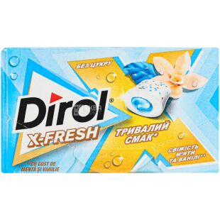 Dirol X-Fresh, 19,5 г, Дірол, Жувальна гумка, М'ята та Ваніль, без цукру