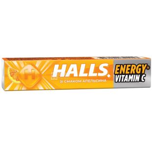 Halls Energy Vitamin C, 25,2 г, Леденцы с витамином С и вкусом апельсина, Холлс