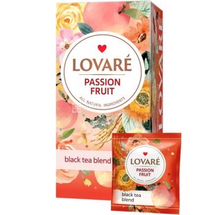 Lovare Passion Fruit, 24 шт. х 2 г, Ловаре, Чай чорний Пристрасний фрукт з фруктами та пелюстками квітів