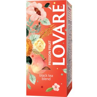 Lovare Passion Fruit, 24 шт. х 2 г, Ловаре, Чай чорний Пристрасний фрукт з фруктами та пелюстками квітів