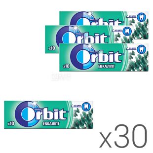 Orbit Eucalipto, упаковка 30 шт. х 14 г, Орбит, Жевательная резинка, Эвкалипт, профилактика кариеса