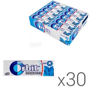 Orbit Sweet Mint Упаковка 30 шт. х 14 г, Жевательная резинка Орбит со вкусом сладкой мяты, без сахара