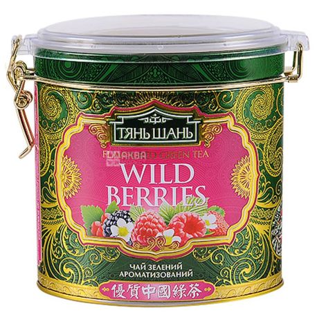 Тянь Шань, Wild berries, 70 г, Чай Лесные ягоды, зеленый, ж/б