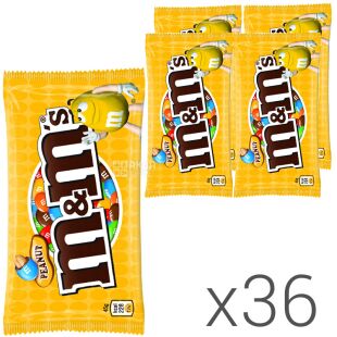 M&M's, Упаковка 36 шт. х 45 г, Драже с арахисом и молочным шоколадом