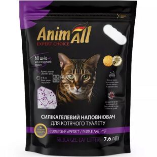 AnimAll, Фіолетовий Аметист, 7,6 л, Наповнювач для котячого туалету, преміум силікагель, 3,2 кг